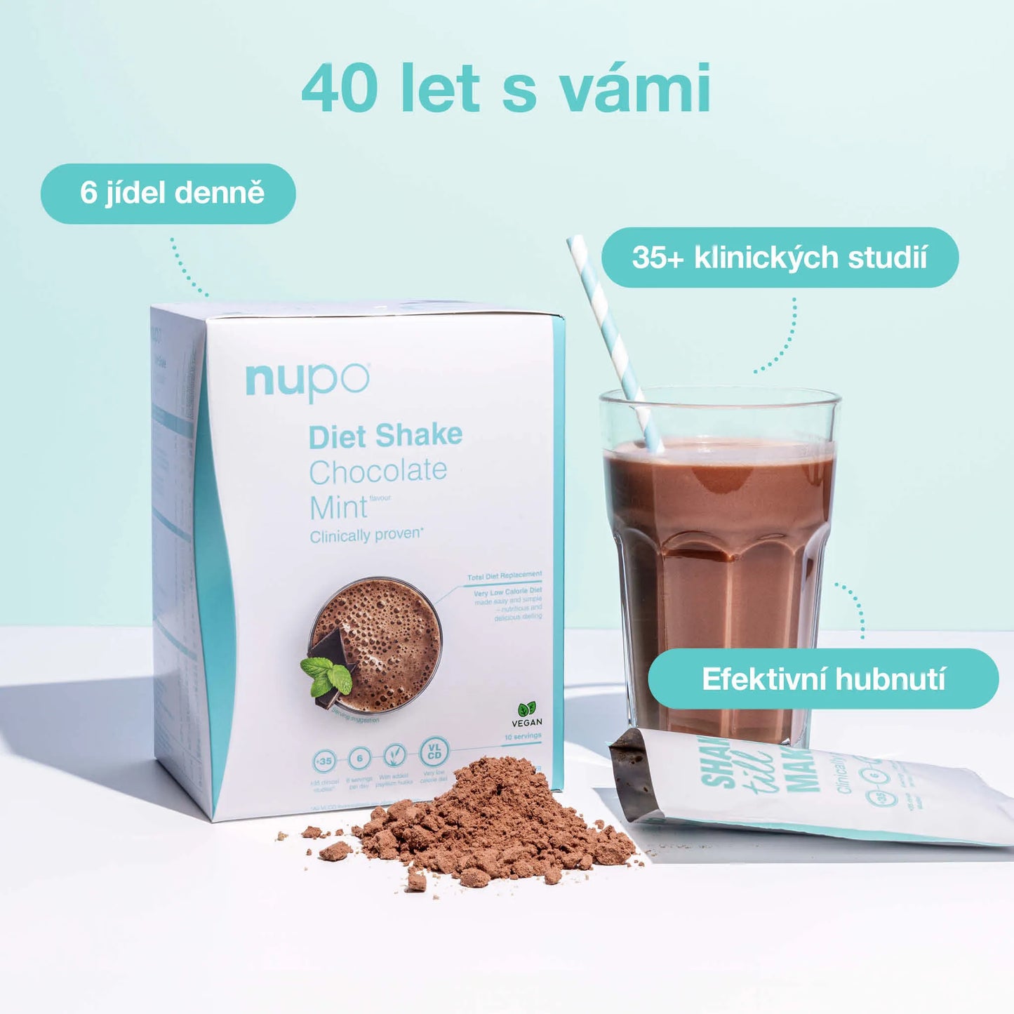 NUPO Balíček Čokoláda 3x jinak (34 porcí) + šejkr zdarma
