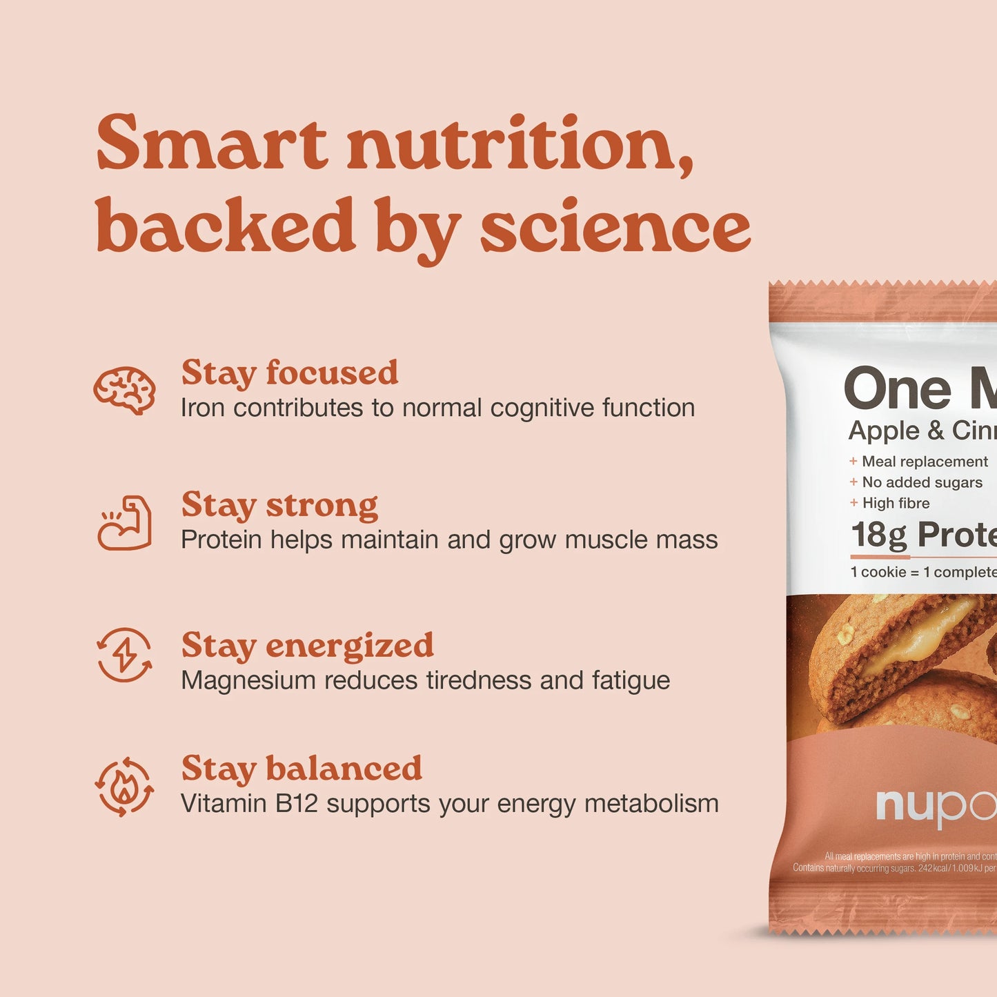 NUPO Koláček ONE MEAL +Prime Jablko-skořice - 12 ks