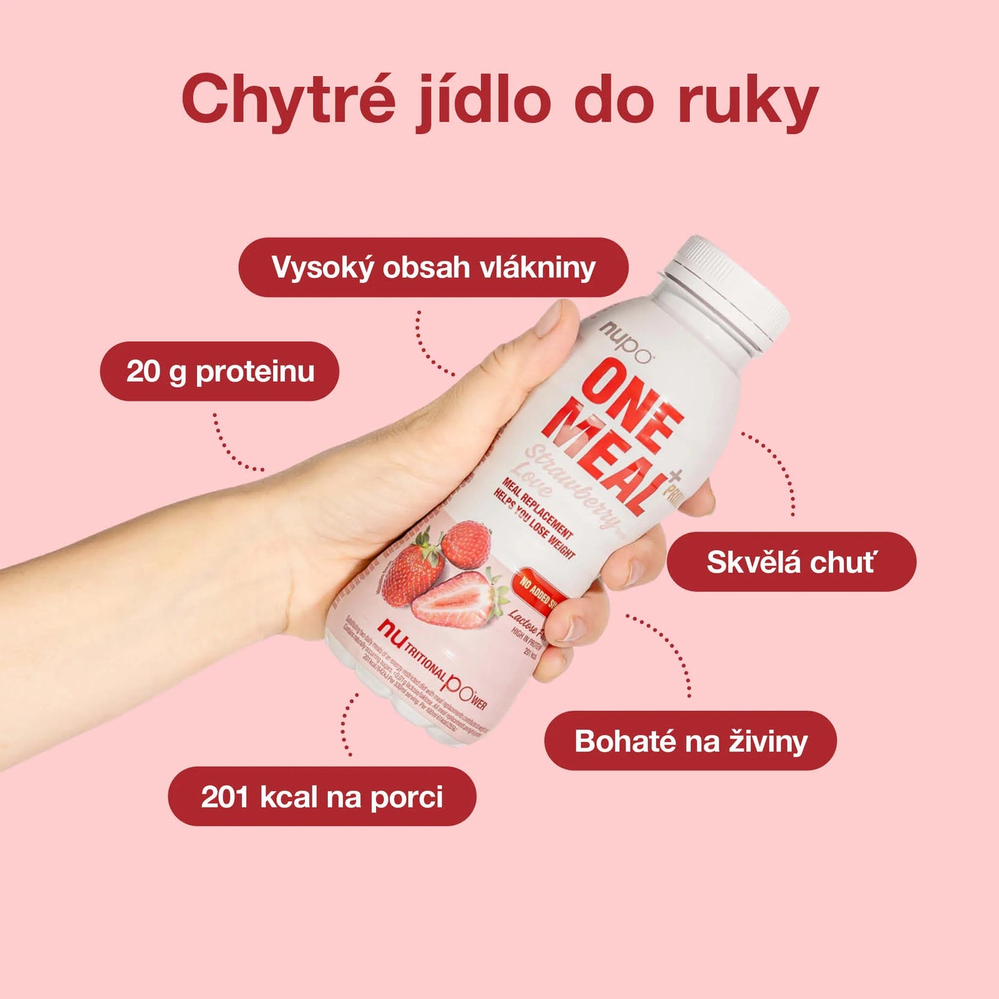 NUPO One Meal +Prime nápoj Jahoda - bez laktózy