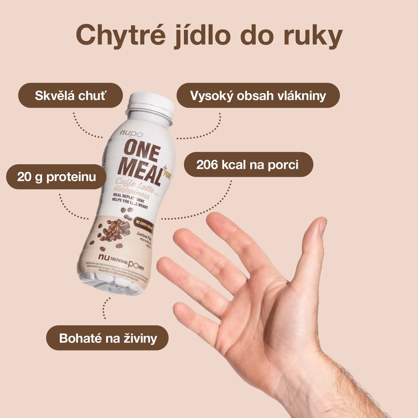 NUPO One Meal +Prime nápoj Caffe Latte - bez laktózy