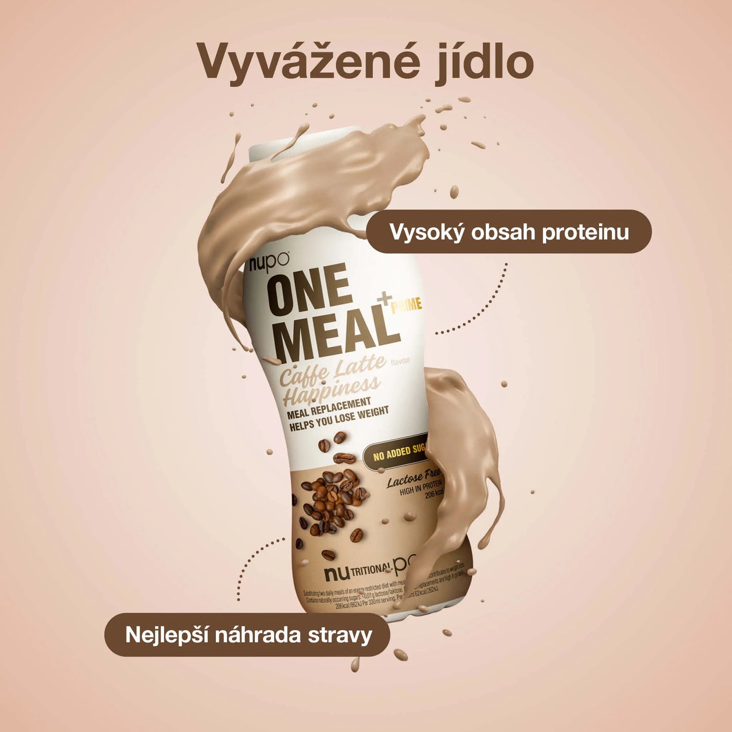 NUPO One Meal +Prime nápoj Caffe Latte - bez laktózy