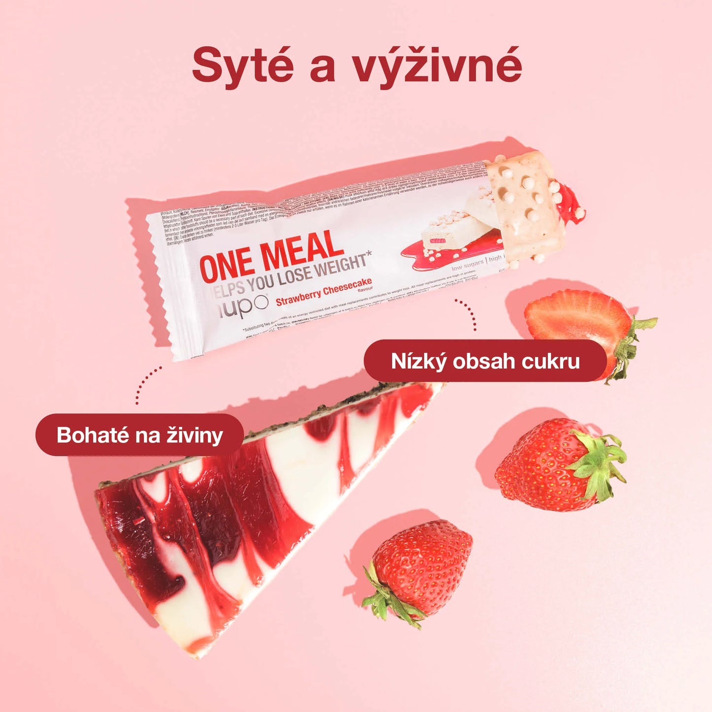 NUPO Tyčinka One Meal Jahodový Cheesecake