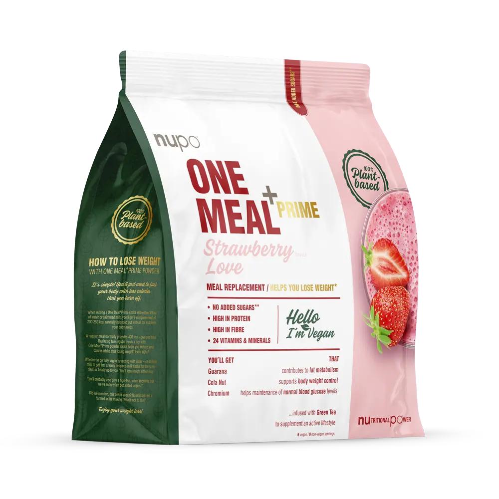 NUPO One Meal +Prime Vegan, 6/9 porcí Jahoda, bez laktózy